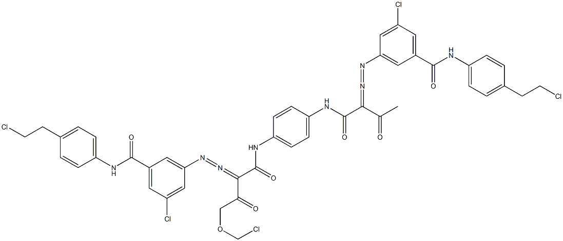 3,3'-[2-(Chloromethoxy)-1,4-phenylenebis[iminocarbonyl(acetylmethylene)azo]]bis[N-[4-(2-chloroethyl)phenyl]-5-chlorobenzamide] 구조식 이미지