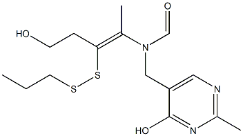 N-[(Z)-1-Methyl-2-propyldithio-4-hydroxy-1-butenyl]-N-(2-methyl-4-hydroxypyrimidin-5-ylmethyl)formamide Structure