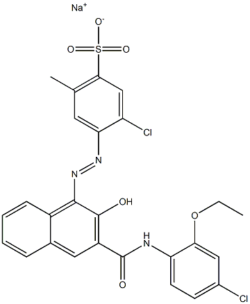 3-Chloro-6-methyl-4-[[3-[[(4-chloro-2-ethoxyphenyl)amino]carbonyl]-2-hydroxy-1-naphtyl]azo]benzenesulfonic acid sodium salt 구조식 이미지