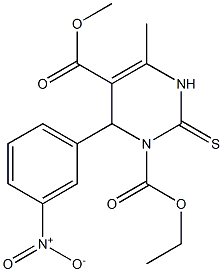 1,2,3,4-Tetrahydro-6-methyl-4-(3-nitrophenyl)-2-thioxopyrimidine-3,5-dicarboxylic acid 3-ethyl 5-methyl ester Structure