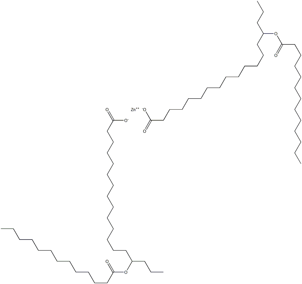Bis(15-tridecanoyloxyoctadecanoic acid)zinc salt Structure