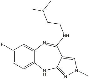 2-Methyl-7-fluoro-4-[[2-(dimethylamino)ethyl]amino]2,10-dihydropyrazolo[3,4-b][1,5]benzodiazepine 구조식 이미지