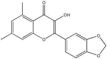 3-Hydroxy-5,7-dimethyl-2-(3,4-methylenebisoxyphenyl)-4H-1-benzopyran-4-one 구조식 이미지
