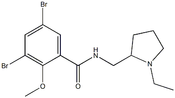N-[(1-Ethyl-2-pyrrolidinyl)methyl]-2-methoxy-3,5-dibromobenzamide 구조식 이미지