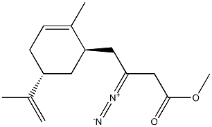 4-[(1R,3R)-3-(1-Methylethenyl)-6-methyl-5-cyclohexenyl]-3-diazobutyric acid methyl ester Structure