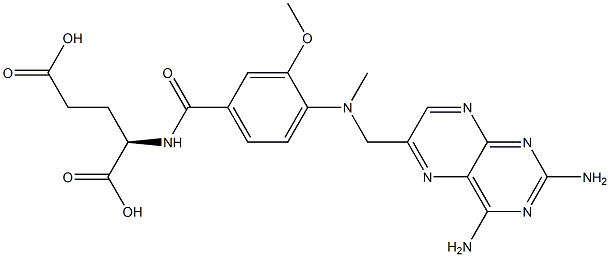 N-[3-Methoxy-4-[[(2,4-diaminopteridin-6-yl)methyl]methylamino]benzoyl]-D-glutamic acid 구조식 이미지