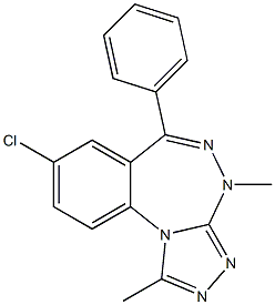 6-Phenyl-8-chloro-1,4-dimethyl-4H-[1,2,4]triazolo[4,3-a][1,3,4]benzotriazepine 구조식 이미지