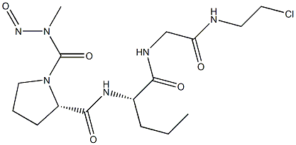 (2S)-N-[(S)-1-[[[(2-Chloroethyl)carbamoyl]methyl]carbamoyl]butyl]-1-(methylnitrosocarbamoyl)-2-pyrrolidinecarboxamide 구조식 이미지