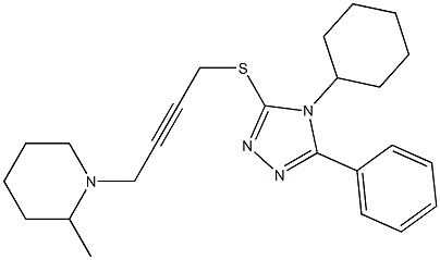 4-Cyclohexyl-5-phenyl-3-[[4-(2-methylpiperidino)-2-butynyl]thio]-4H-1,2,4-triazole Structure