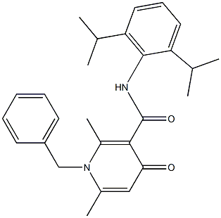 1-Benzyl-1,4-dihydro-2,6-dimethyl-N-(2,6-diisopropylphenyl)-4-oxopyridine-3-carboxamide 구조식 이미지