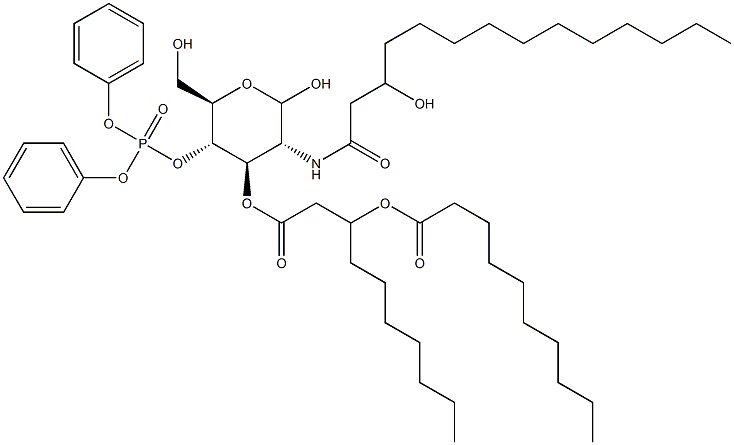 4-O-(Diphenoxyphosphinyl)-3-O-[3-(decanoyloxy)decanoyl]-2-[(3-hydroxymyristoyl)amino]-2-deoxy-D-glucopyranose Structure