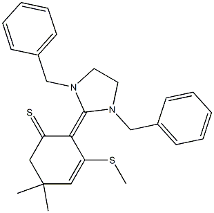 5,5-Dimethyl-2-[(1,3-dibenzyltetrahydro-1H-imidazol)-2-ylidene]-3-(methylthio)-3-cyclohexene-1-thione Structure