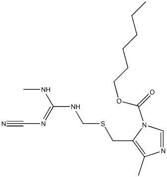 5-[[[(2-Cyano-3-methylguanidino)methyl]thio]methyl]-4-methyl-1H-imidazole-1-carboxylic acid hexyl ester 구조식 이미지