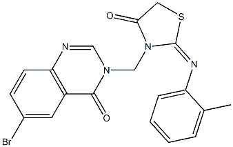 6-Bromo-3-[[4-oxo-2-[(2-methylphenyl)imino]thiazolidin-3-yl]methyl]quinazolin-4(3H)-one Structure