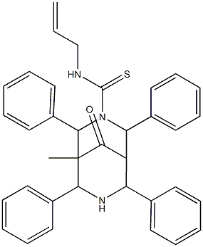 N-Allyl-5-methyl-9-oxo-2,4,6,8-tetraphenyl-3,7-diazabicyclo[3.3.1]nonane-3-carbothioamide 구조식 이미지