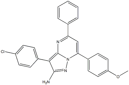 2-Amino-3-(4-chlorophenyl)-5-phenyl-7-(4-methoxyphenyl)pyrazolo[1,5-a]pyrimidine 구조식 이미지