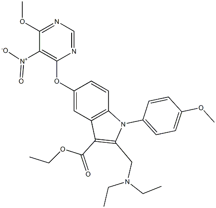 1-(4-Methoxyphenyl)-2-[(diethylamino)methyl]-5-[5-nitro-6-methoxypyrimidin-4-yloxy]-1H-indole-3-carboxylic acid ethyl ester Structure