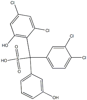 (3,4-Dichlorophenyl)(2,4-dichloro-6-hydroxyphenyl)(3-hydroxyphenyl)methanesulfonic acid 구조식 이미지