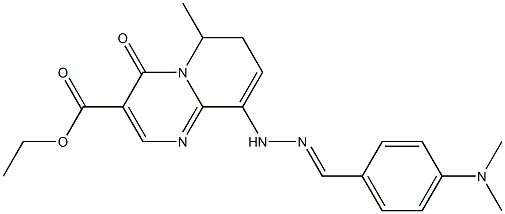 9-[2-(4-Dimethylaminobenzylidene)hydrazino]-6-methyl-6,7-dihydro-4-oxo-4H-pyrido[1,2-a]pyrimidine-3-carboxylic acid ethyl ester 구조식 이미지