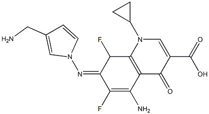 1-Cyclopropyl-1,4-dihydro-4-oxo-5-amino-6,8-difluoro-7-[3-(aminomethyl)pyrrolizino]quinoline-3-carboxylic acid 구조식 이미지