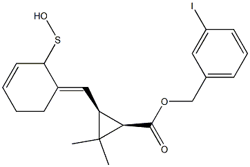 (1R,3S)-2,2-Dimethyl-3-[[(3E)-2,3,4,5-tetrahydro-2-oxothiophen]-3-ylidenemethyl]cyclopropane-1-carboxylic acid-3-iodobenzyl ester 구조식 이미지