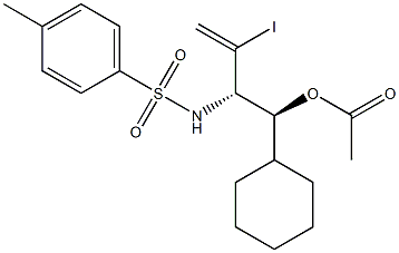 Acetic acid (1S,2S)-1-cyclohexyl-2-(tosylamino)-3-iodo-3-butenyl ester 구조식 이미지