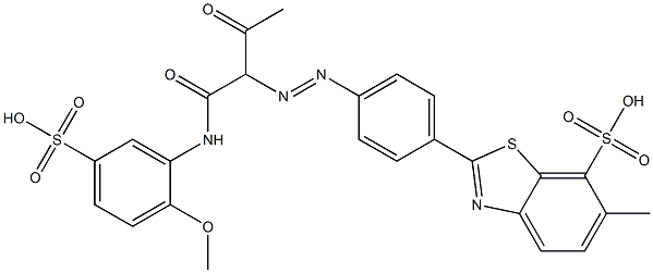 2-[4-[[1-[[(2-Methoxy-5-sulfophenyl)amino]carbonyl]-2-oxopropyl]azo]phenyl]-6-methylbenzothiazole-7-sulfonic acid Structure