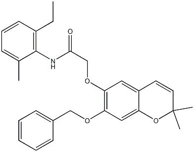 2,2-Dimethyl-7-(benzyloxy)-6-[[(2-methyl-6-ethylphenylamino)carbonyl]methoxy]-2H-1-benzopyran 구조식 이미지