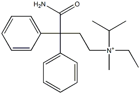 N-(3-Carbamoyl-3,3-diphenylpropyl)-N-isopropyl-N-methylethanaminium 구조식 이미지