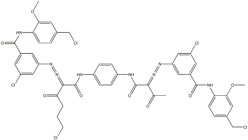 3,3'-[2-(2-Chloroethyl)-1,4-phenylenebis[iminocarbonyl(acetylmethylene)azo]]bis[N-[4-(chloromethyl)-2-methoxyphenyl]-5-chlorobenzamide] Structure