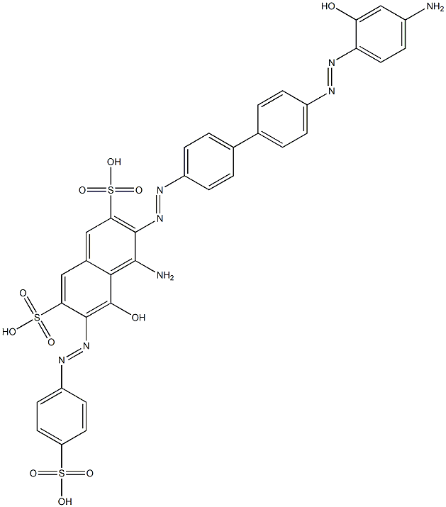 4-Amino-3-[[4'-[(4-amino-2-hydroxyphenyl)azo]-1,1'-biphenyl-4-yl]azo]-5-hydroxy-6-[(4-sulfophenyl)azo]-2,7-naphthalenedisulfonic acid 구조식 이미지