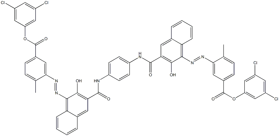 1,4-Bis[1-[[2-methyl-5-(3,5-dichlorophenoxycarbonyl)phenyl]azo]-2-hydroxy-3-naphthoylamino]benzene Structure