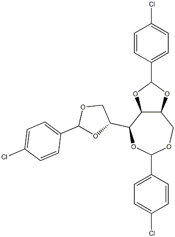 1-O,2-O:3-O,6-O:4-O,5-O-Tris(4-chlorobenzylidene)-L-glucitol 구조식 이미지