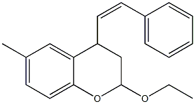 2-Ethoxy-3,4-dihydro-4-[(Z)-2-phenylethenyl]-6-methyl-2H-1-benzopyran Structure