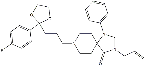 3-Allyl-8-[3-[2-(4-fluorophenyl)-1,3-dioxolan-2-yl]propyl]-1-phenyl-1,3,8-triazaspiro[4.5]decan-4-one 구조식 이미지