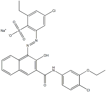 4-Chloro-2-ethyl-6-[[3-[[(4-chloro-3-ethoxyphenyl)amino]carbonyl]-2-hydroxy-1-naphtyl]azo]benzenesulfonic acid sodium salt 구조식 이미지