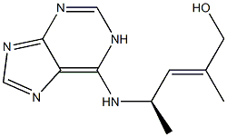 (2E,4R)-2-Methyl-4-[(1H-purin-6-yl)amino]-2-penten-1-ol 구조식 이미지