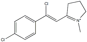 1-Methyl-2-[2-chloro-2-(4-chlorophenyl)ethenyl]1-pyrroline-1-ium 구조식 이미지