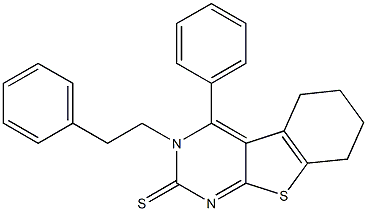 3-(2-Phenylethyl)-5,6,7,8-tetrahydro-4-phenyl[1]benzothieno[2,3-d]pyrimidine-2(3H)-thione 구조식 이미지