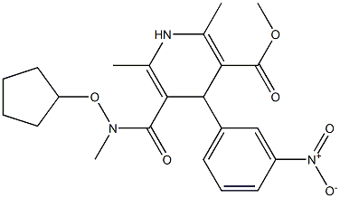 2,6-Dimethyl-4-(3-nitrophenyl)-5-[[methyl(cyclopentyloxy)amino]carbonyl]-1,4-dihydropyridine-3-carboxylic acid methyl ester 구조식 이미지