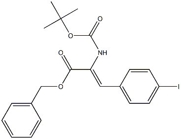 3-(4-Iodophenyl)-2-[(tert-butoxy)carbonylamino]acrylic acid benzyl ester 구조식 이미지