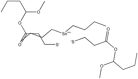 Dibutyltin(IV)bis[3-(1-methoxybutoxy)-3-oxopropane-1-thiolate] Structure