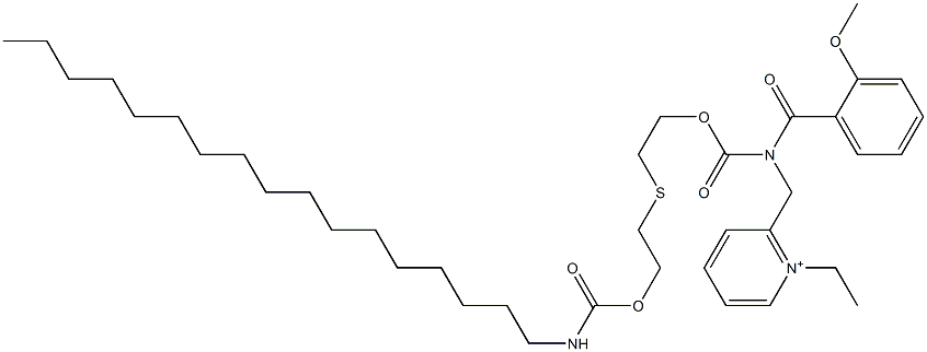 1-Ethyl-2-[N-(2-methoxybenzoyl)-N-[2-[2-(heptadecylcarbamoyloxy)ethylthio]ethoxycarbonyl]aminomethyl]pyridinium 구조식 이미지