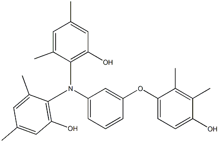 N,N-Bis(6-hydroxy-2,4-dimethylphenyl)-3-(4-hydroxy-2,3-dimethylphenoxy)benzenamine 구조식 이미지