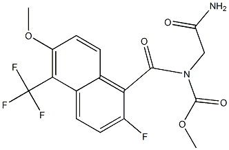 2-[N-Methoxycarbonyl-N-[[2-fluoro-6-methoxy-5-trifluoromethyl-1-naphthalenyl]carbonyl]amino]acetamide 구조식 이미지