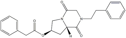 (6S,8R)-4-Phenethyl-8-(phenylacetyloxy)-1,4-diazabicyclo[4.3.0]nonane-2,5-dione 구조식 이미지