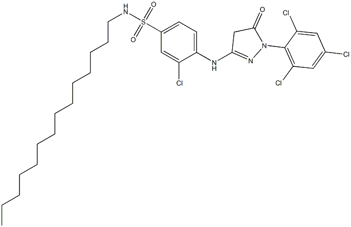 1-(2,4,6-Trichlorophenyl)-3-[2-chloro-4-(N-tetradecylsulfamoyl)anilino]-5(4H)-pyrazolone Structure