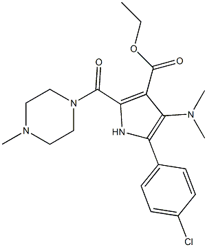 5-(4-Chlorophenyl)-4-dimethylamino-2-((4-methylpiperazin-1-yl)carbonyl)-1H-pyrrole-3-carboxylic acid ethyl ester 구조식 이미지