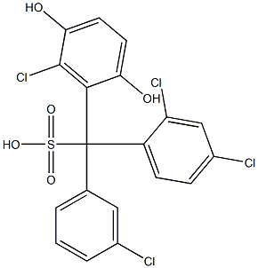 (3-Chlorophenyl)(2,4-dichlorophenyl)(6-chloro-2,5-dihydroxyphenyl)methanesulfonic acid 구조식 이미지