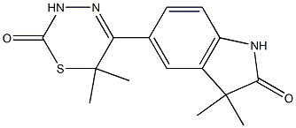3,3-Dimethyl-5-[(3,6-dihydro-6,6-dimethyl-2-oxo-2H-1,3,4-thiadiazin)-5-yl]-1H-indol-2(3H)-one 구조식 이미지